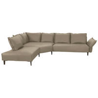 ECKSOFA in Echtleder Graubraun  - Graubraun/Schwarz, Design, Leder/Metall (272/340cm) - W.Schillig