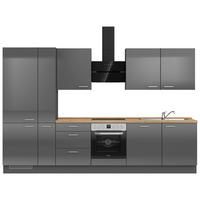 KÜCHENBLOCK 330 cm   in Eichefarben, Schieferfarben  - Schieferfarben/Edelstahlfarben, MODERN, Holzwerkstoff/Metall (330cm) - Nobilia