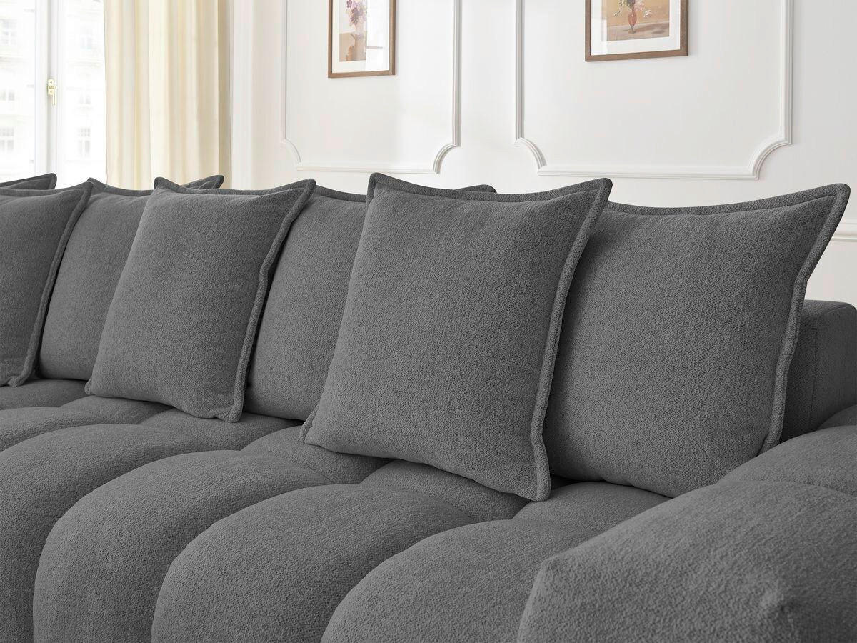ECKSOFA Ottomane links  EVEREST Dunkelgrau Flachgewebe  - Dunkelgrau/Schwarz, MODERN, Kunststoff/Textil (210/352cm) - Livetastic