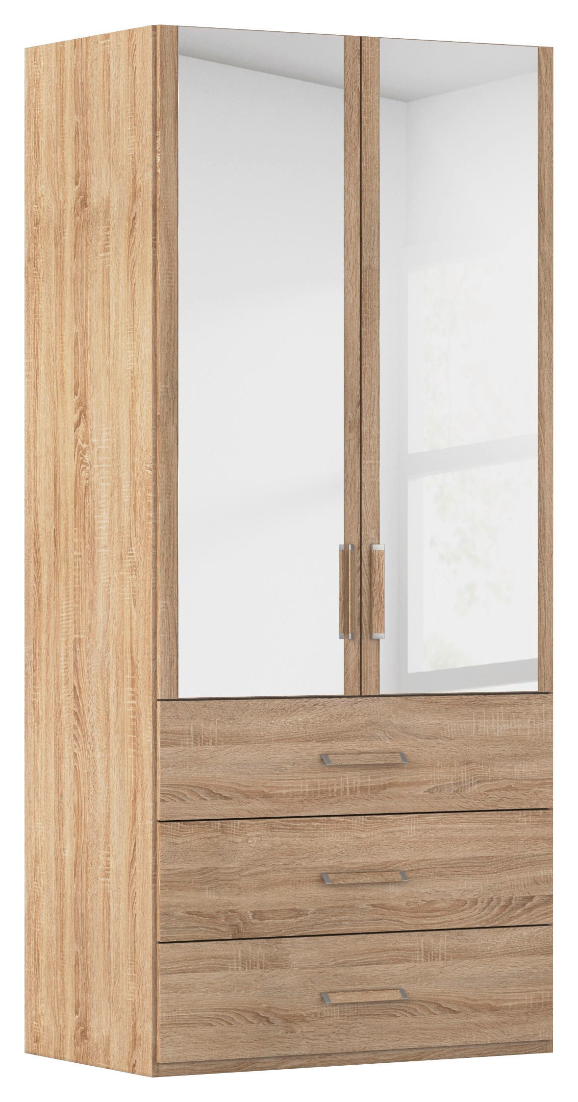DREHTÜRENSCHRANK 101/223/60 cm 2-türig Sonoma Eiche  - Sonoma Eiche, Design, Glas/Holzwerkstoff (101/223/60cm) - Novel