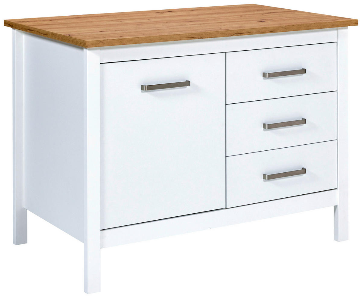 KÜCHENINSEL   in Weiß, Eiche Artisan  - Silberfarben/Weiß, MODERN, Holzwerkstoff/Metall (124/91/75cm) - home24