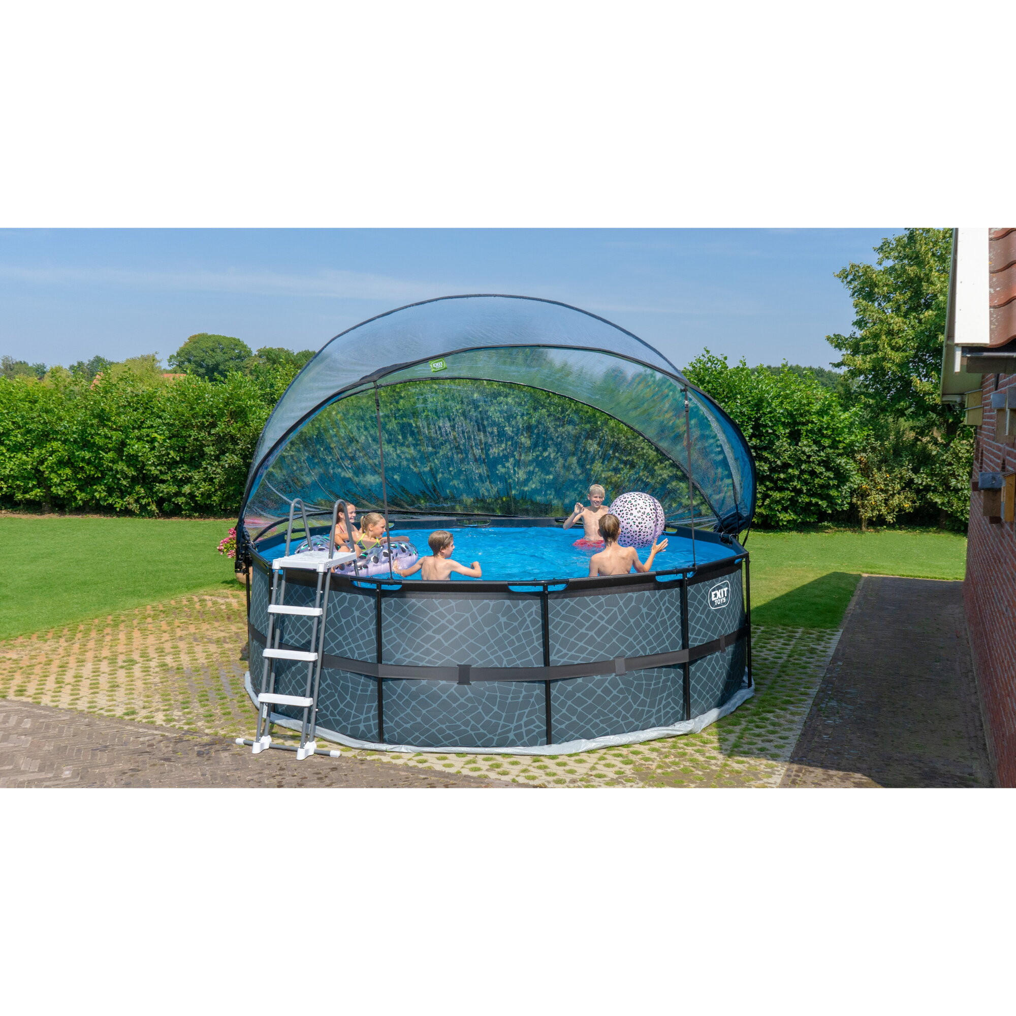 POOL-SET 450/122 cm  - Grau, KONVENTIONELL, Kunststoff (450/122cm) - EXIT Toys