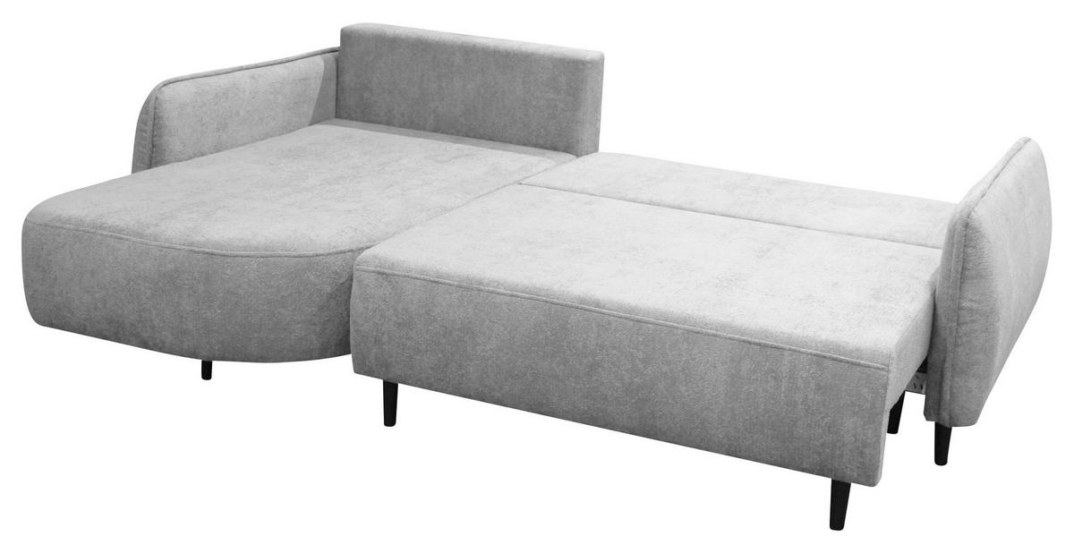 ECKSOFA MURANO Hellgrau Chenille Zierkissen, Rückenkissen, Bettkasten  - Hellgrau/Schwarz, Design, Holz/Textil (167/242cm) - MID.YOU