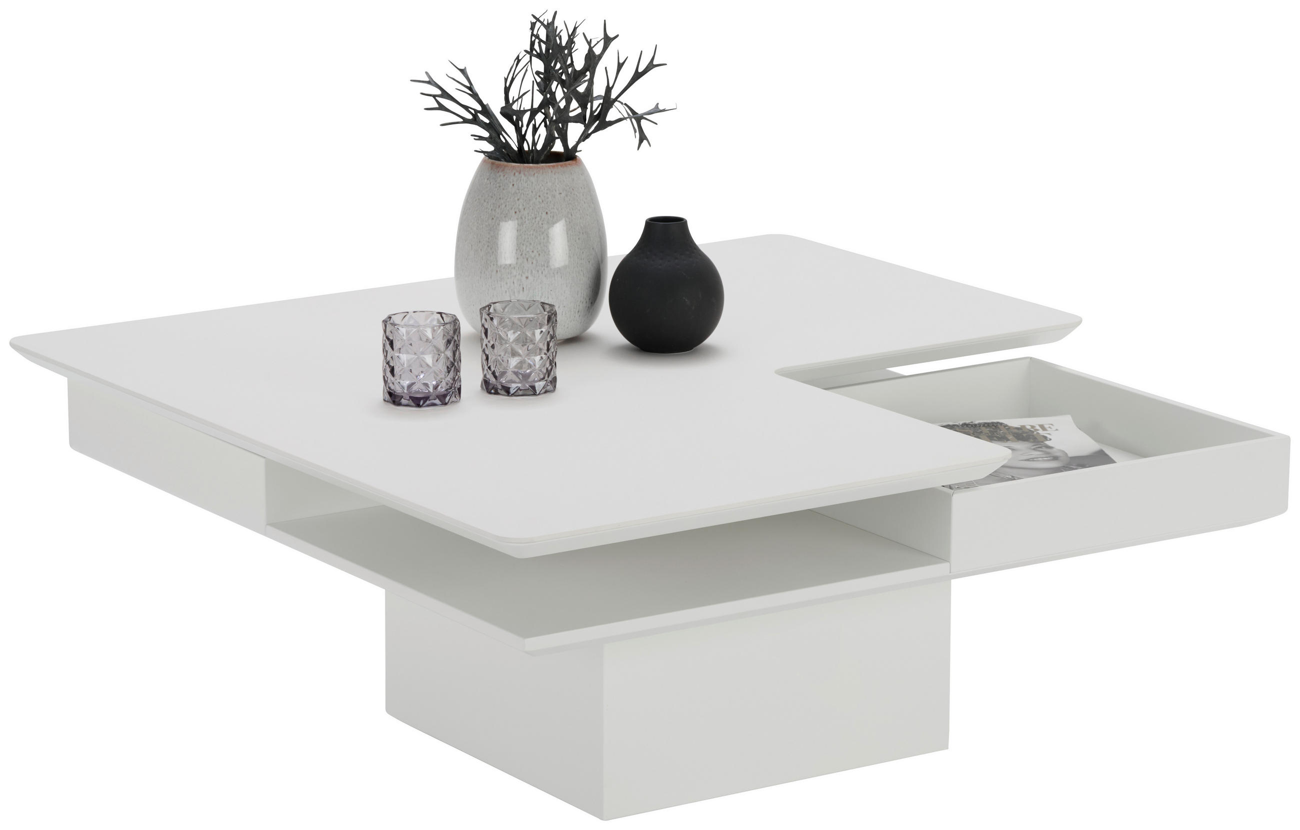 COUCHTISCH in Kunststoff, Holzwerkstoff 87/87/35 cm  - Weiß, Design, Holzwerkstoff/Kunststoff (87/87/35cm) - Bacher