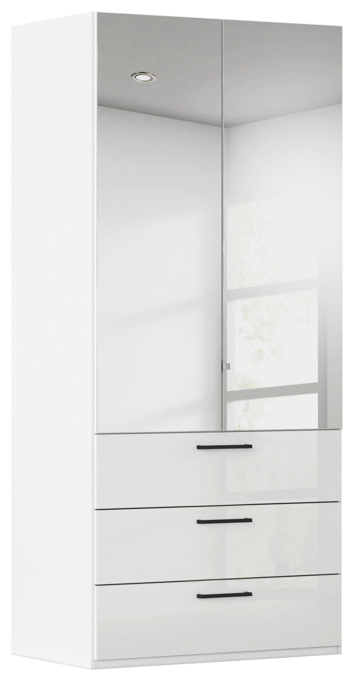 DREHTÜRENSCHRANK 101/223/61 cm,  in Weiß, Weiß Hochglanz, 2-türig  - Chromfarben/Weiß Hochglanz, Basics, Glas/Holzwerkstoff (101/223/61cm) - Novel