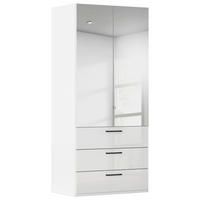 DREHTÜRENSCHRANK 101/223/61 cm,  in Weiß, Weiß Hochglanz, 2-türig  - Chromfarben/Weiß Hochglanz, Basics, Glas/Holzwerkstoff (101/223/61cm) - Novel