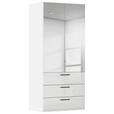 DREHTÜRENSCHRANK 101/223/61 cm,  in Weiß, Weiß Hochglanz, 2-türig  - Chromfarben/Weiß Hochglanz, Basics, Glas/Holzwerkstoff (101/223/61cm) - Novel