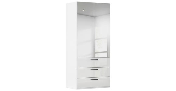 DREHTÜRENSCHRANK 101/223/61 cm,  in Weiß, Weiß Hochglanz, 2-türig  - Chromfarben/Weiß Hochglanz, Basics, Glas/Holzwerkstoff (101/223/61cm) - Novel