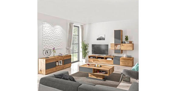 VITRINE in massiv Wildeiche Anthrazit, Eichefarben  - Eichefarben/Anthrazit, Design, Glas/Holz (61/205/40cm) - Waldwelt