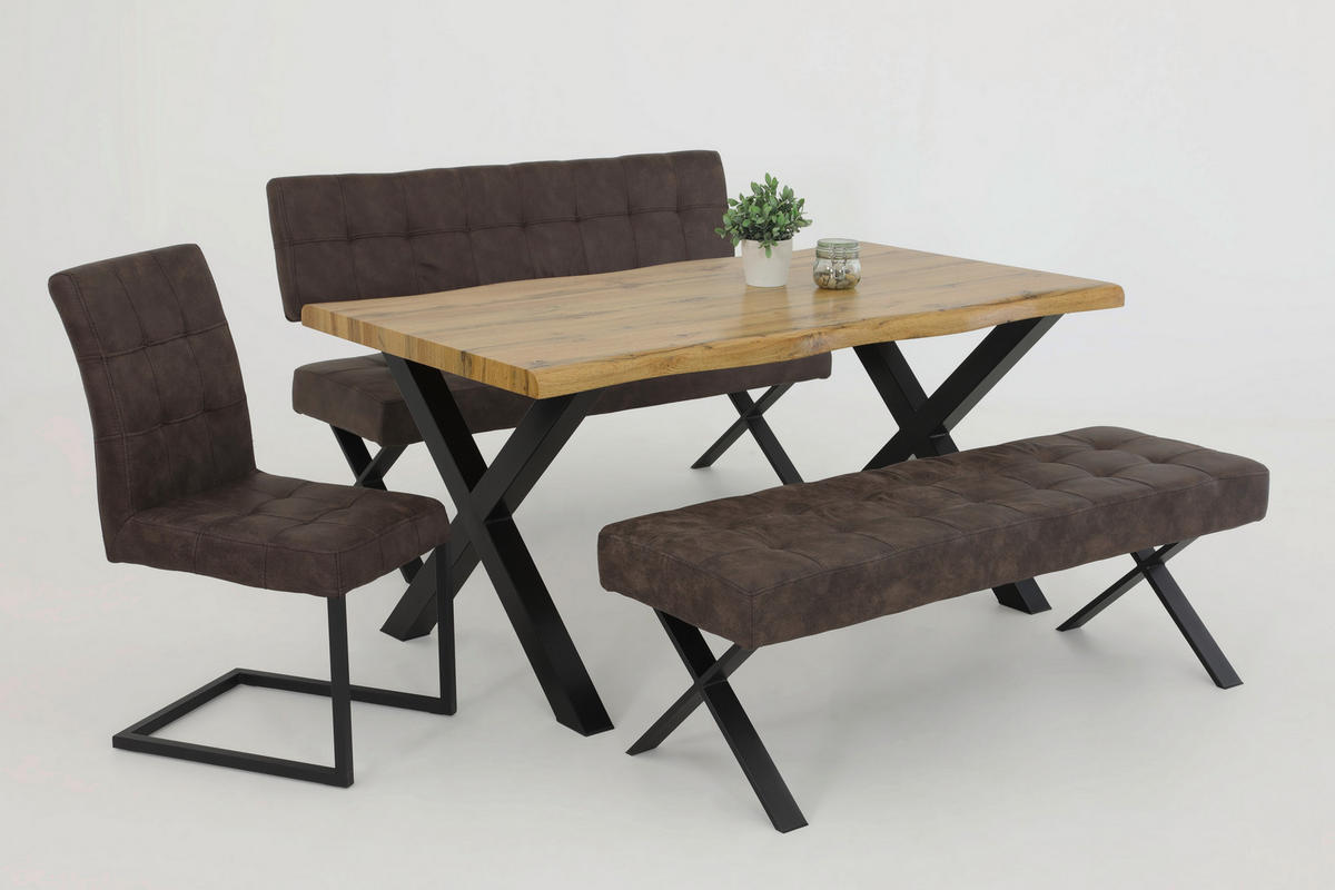 SCHWINGSTUHL-SET 2 Stück  in Stahl Lederlook  - Anthrazit/Braun, MODERN, Textil/Metall (42/91/62cm) - MID.YOU