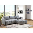 ECKSOFA Grau Plüsch Zierkissen, Rückenkissen, Bettkasten, Schlaffunktion, Rücken echt, Liegefläche im Originalstoff  - Schwarz/Grau, KONVENTIONELL, Kunststoff/Textil (253/192cm) - Carryhome