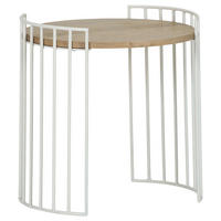 BEISTELLTISCH 43/42/45 cm Eiche massiv Weiß, Eichefarben rund  - Eichefarben/Weiß, Design, Holz/Metall (43/42/45cm) - Landscape