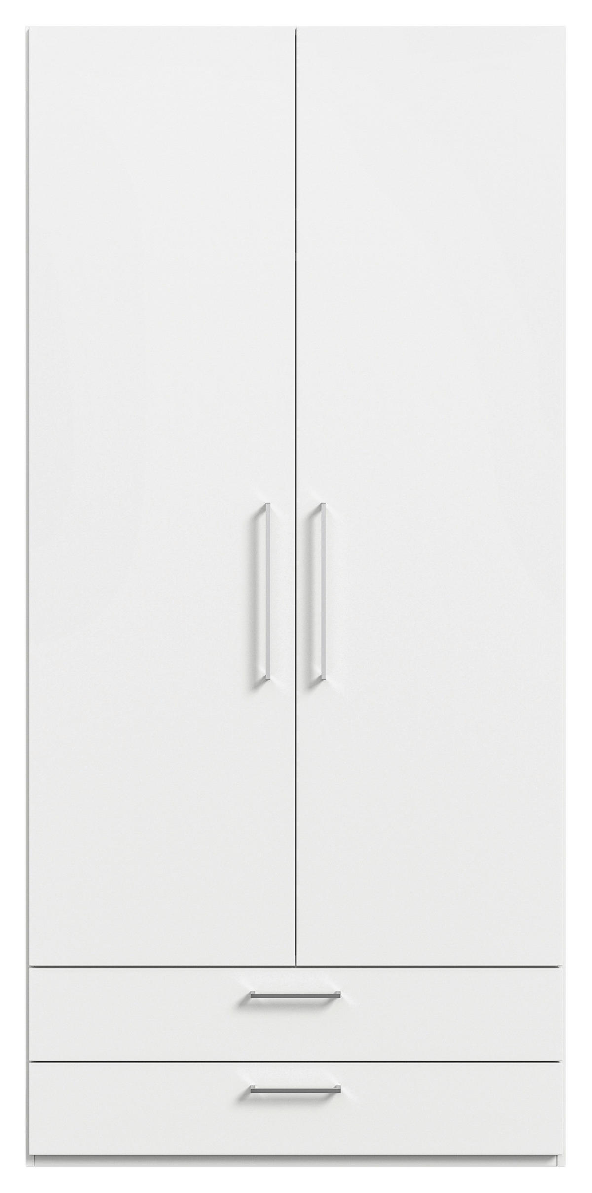 KLEIDERSCHRANK in Weiss  - Weiss/Edelstahlfarben, Design, Holzwerkstoff/Metall (101,3/213,6/59,3cm) - Cantus