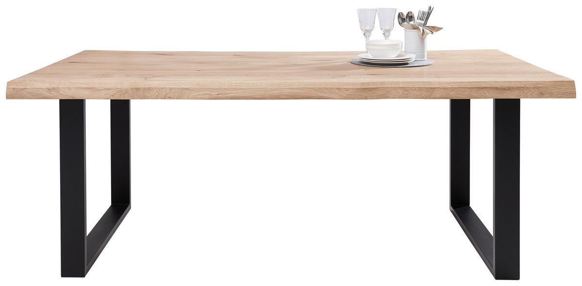 ESSTISCH in Holz 200/100/75 cm  - Eichefarben/Schwarz, Natur, Holz/Metall (200/100/75cm) - Landscape