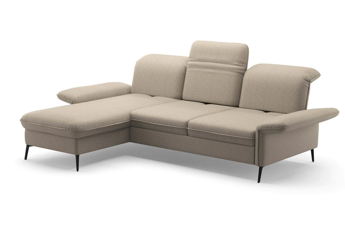 ECKSOFA in Flachgewebe Taupe  - Taupe/Schwarz, Konventionell, Textil/Metall (198/264cm) - Sit & More