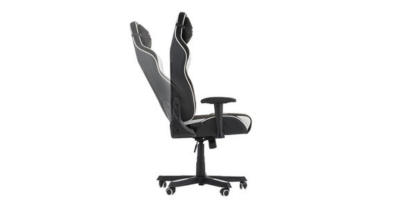 GAMINGSTUHL in Lederlook, Mikrofaser Schwarz, Weiß - Schwarz/Weiß, Design, Kunststoff/Textil (72/128-138/72cm) - Xora