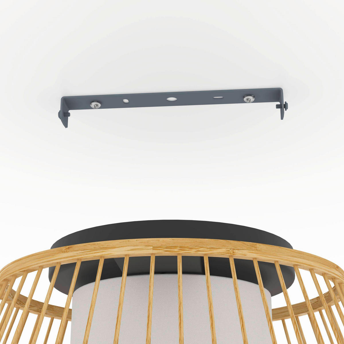 DECKENLEUCHTE  34,5/23,5 cm    - Schwarz/Naturfarben, Natur, Holz/Textil (34,5/23,5cm) - Eglo