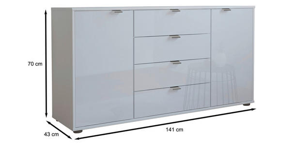 SIDEBOARD 140/70/43 cm  - Chromfarben/Schwarz, KONVENTIONELL, Glas/Holzwerkstoff (140/70/43cm) - Dieter Knoll