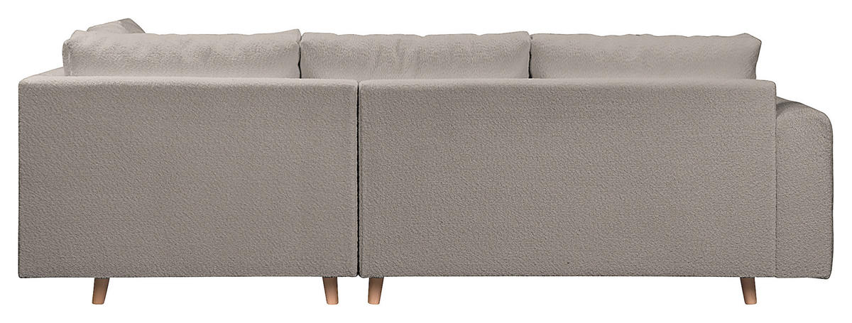 ECKSOFA inkl. Hocker Ariella in Bouclé Grau  231/161 cm  - Naturfarben/Grau, Design, Holz/Textil (231/161cm) - Livetastic
