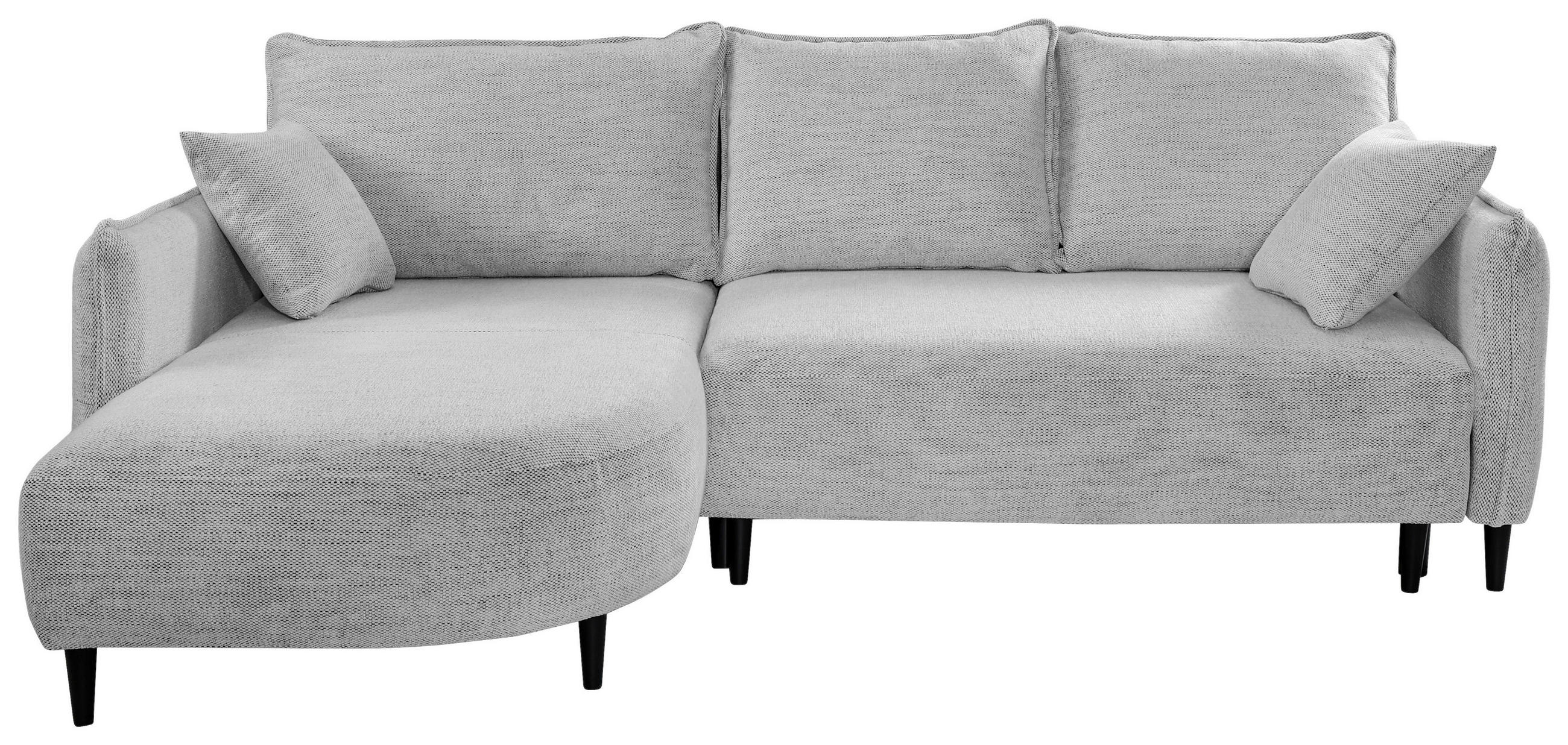 ECKSOFA Hellgrau Struktur  - Hellgrau/Schwarz, Design, Holz/Textil (165/244cm) - MID.YOU