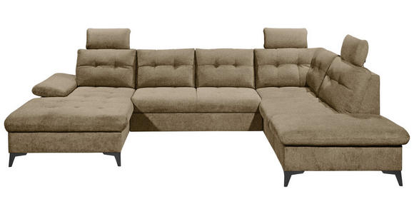 WOHNLANDSCHAFT Sandfarben Webstoff - Sandfarben/Schwarz, KONVENTIONELL, Kunststoff/Textil (170/324/218cm) - Carryhome