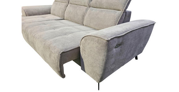 ECKSOFA Taupe Cord  - Taupe/Schwarz, KONVENTIONELL, Textil/Metall (196/290cm) - Carryhome