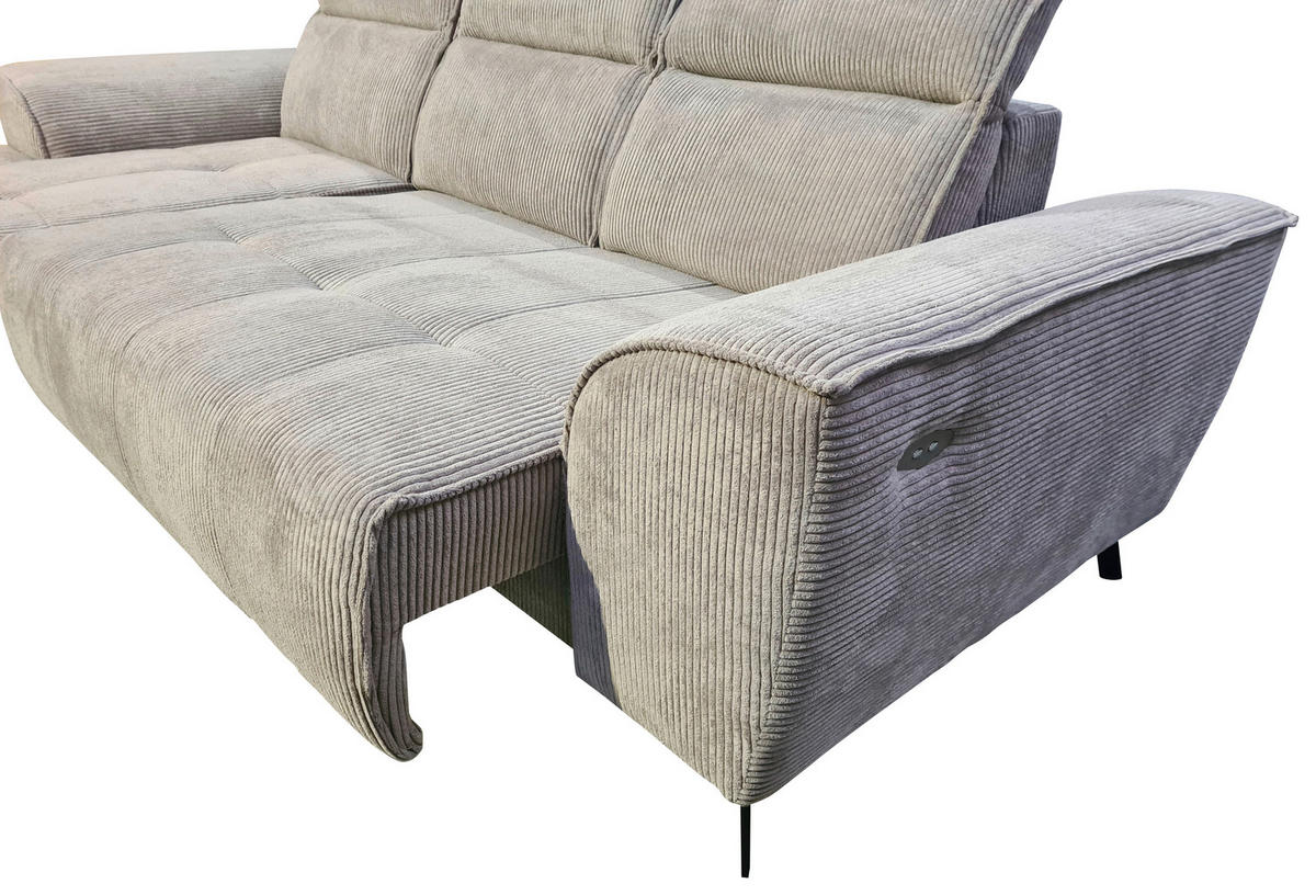 ECKSOFA Taupe Cord  - Taupe/Schwarz, KONVENTIONELL, Textil/Metall (196/290cm) - Carryhome