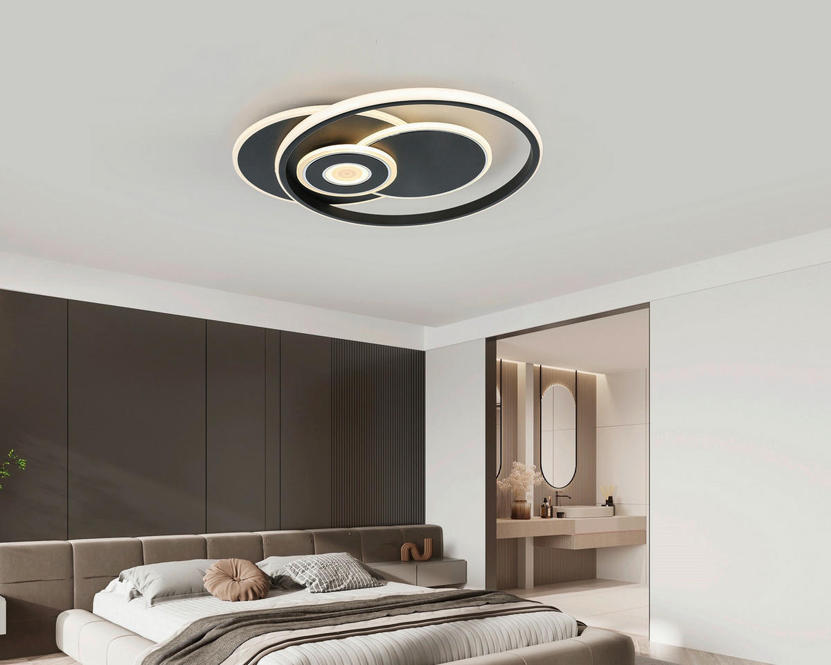 DECKENLEUCHTE 50/42,5/6,5 cm   - Chromfarben/Schwarz, Trend, Kunststoff/Metall (50/42,5/6,5cm) - Novel