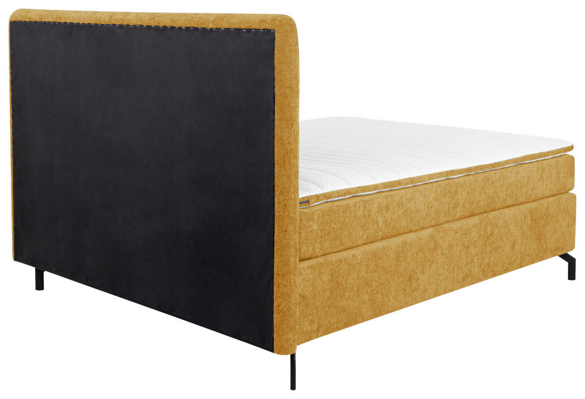 BOXSPRINGBETT 180/200 cm  in Currygelb  - Currygelb/Schwarz, Design, Textil/Metall (180/200cm) - Esposa