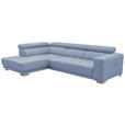 ECKSOFA Hellblau Mikrofaser  - Chromfarben/Hellblau, Design, Textil/Metall (207/301cm) - Xora