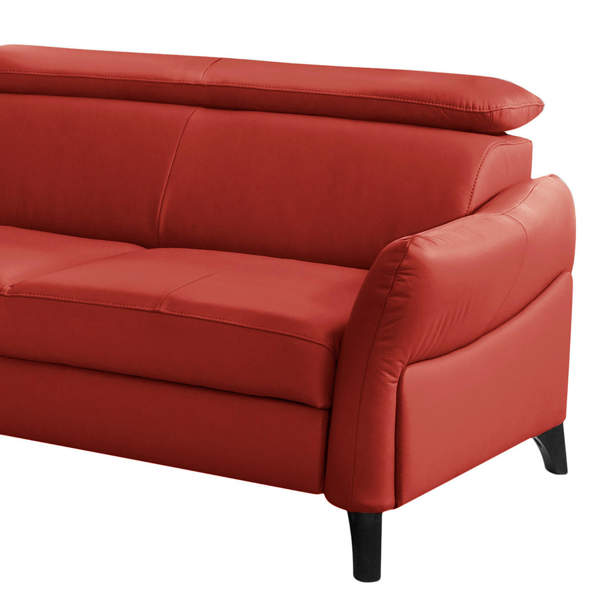 ECKSOFA Lederlook Echtleder Rot  - Rot/Schwarz, Design, Leder/Holz (199/244cm) - Livetastic