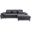 ECKSCHLAFSOFA in Cord Grau  - Schwarz/Grau, Modern, Textil/Metall (273/189cm) - Livetastic