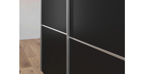 SCHWEBETÜRENSCHRANK 271/223/68 cm 3-türig Schwarz - Alufarben/Schwarz, KONVENTIONELL, Glas/Holzwerkstoff (271/223/68cm) - Novel