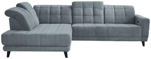 ECKSOFA in Webstoff Hellblau  - Schwarz/Hellblau, Design, Holz/Textil (216/302cm) - Xora