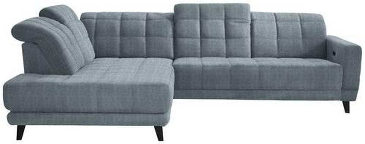 ECKSOFA in Webstoff Hellblau  - Schwarz/Hellblau, Design, Holz/Textil (216/302cm) - Xora