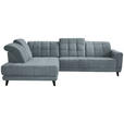 ECKSOFA in Webstoff Hellblau  - Schwarz/Hellblau, Design, Holz/Textil (216/302cm) - Xora