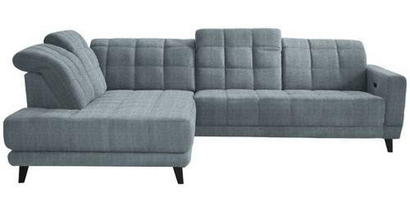 ECKSOFA in Webstoff Hellblau  - Schwarz/Hellblau, Design, Holz/Textil (216/302cm) - Xora