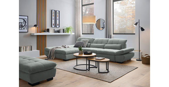ECKSOFA  in Flachgewebe Mintgrau  204/341 cm  - Mintgrau/Schwarz, Design, Textil/Metall (204/341cm) - Xora