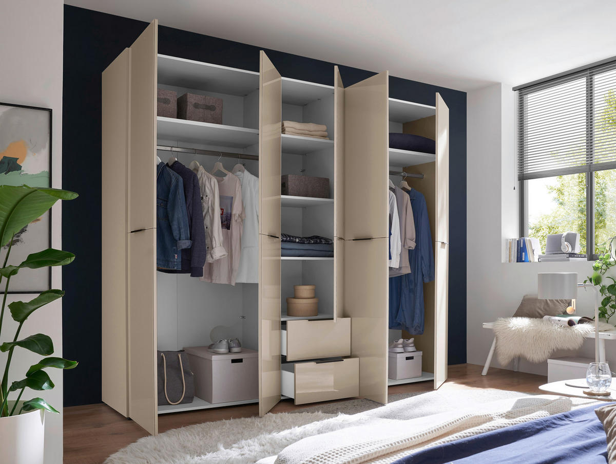 KLEIDERSCHRANK  in Kaschmir  - Kaschmir/Schwarz, KONVENTIONELL, Glas/Holzwerkstoff (250/212/57cm) - Boxxx