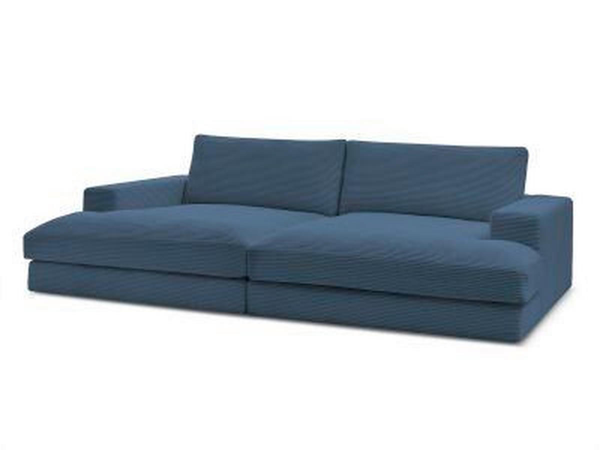 BIGSOFA LEONARD Cord Dunkelblau  - Schwarz/Dunkelblau, MODERN, Kunststoff/Textil (234/77/159cm)