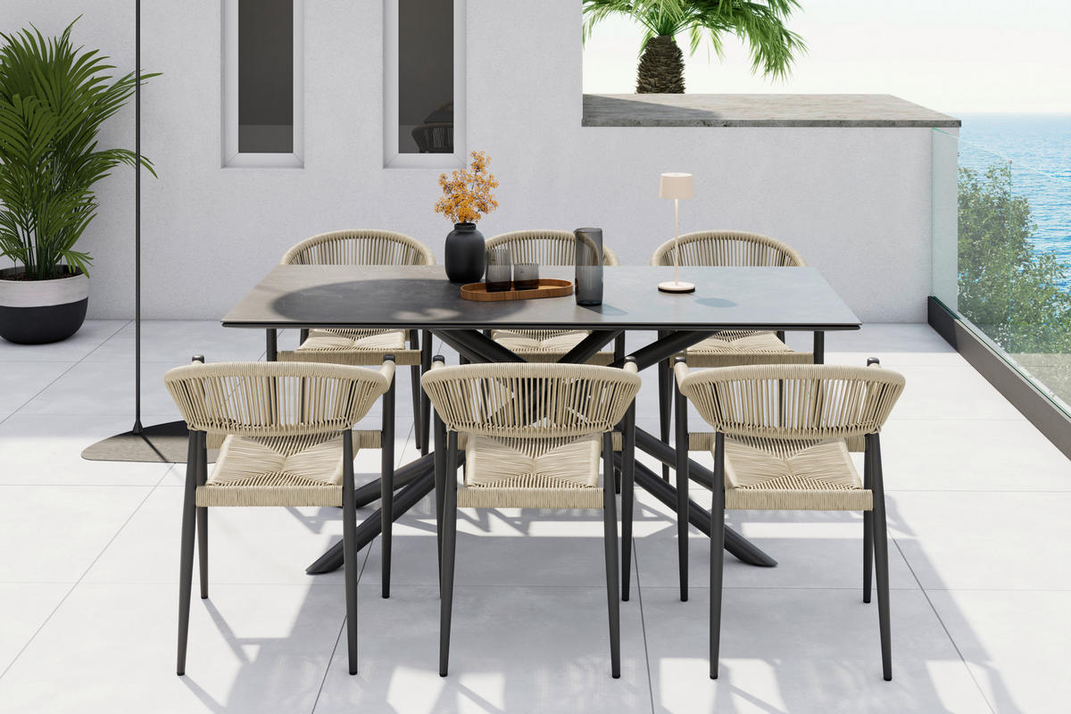 STAPELSESSEL Aluminium Anthrazit, Beige  - Anthrazit/Beige, KONVENTIONELL, Kunststoff/Metall (55/78/59.5cm) - Ambia Garden