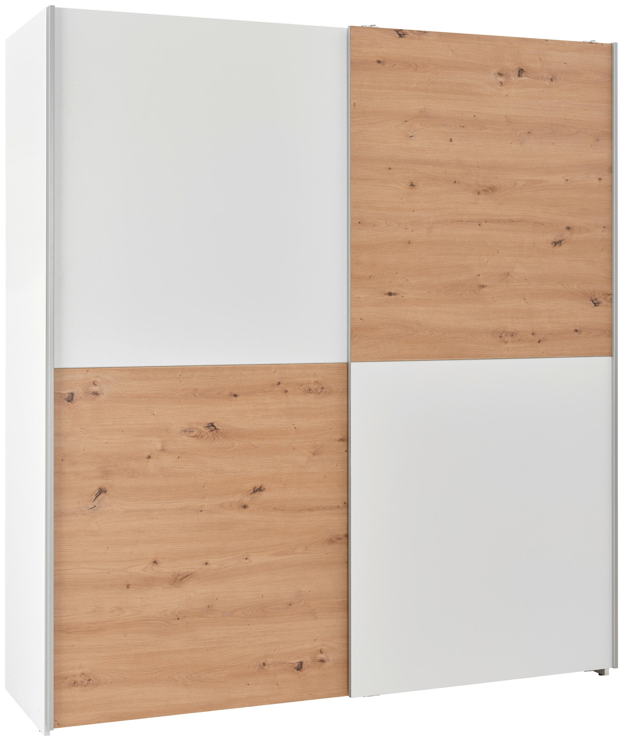 Schwebetürenschrank 170cm Time, Weiß/eiche