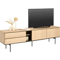 TV-ELEMENT Schwarz, Eichefarben  197/56/41 cm  - Eichefarben/Schwarz, Basics, Glas/Holzwerkstoff (197/56/41cm) - Hom`in