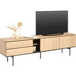 TV-ELEMENT Schwarz, Eichefarben  197/56/41 cm  - Eichefarben/Schwarz, Basics, Glas/Holzwerkstoff (197/56/41cm) - Hom`in