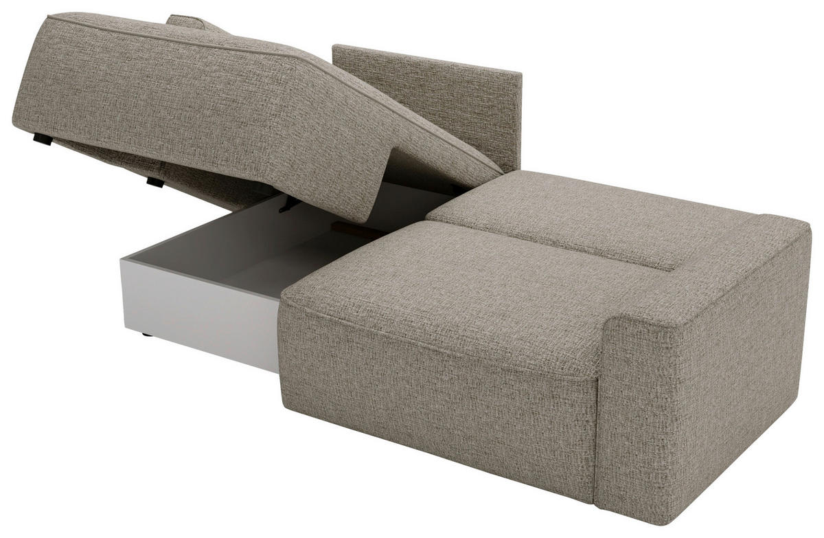 ECKSOFA in Chenille Taupe  - Taupe/Schwarz, Design, Kunststoff/Textil (144/233cm) - Livetastic