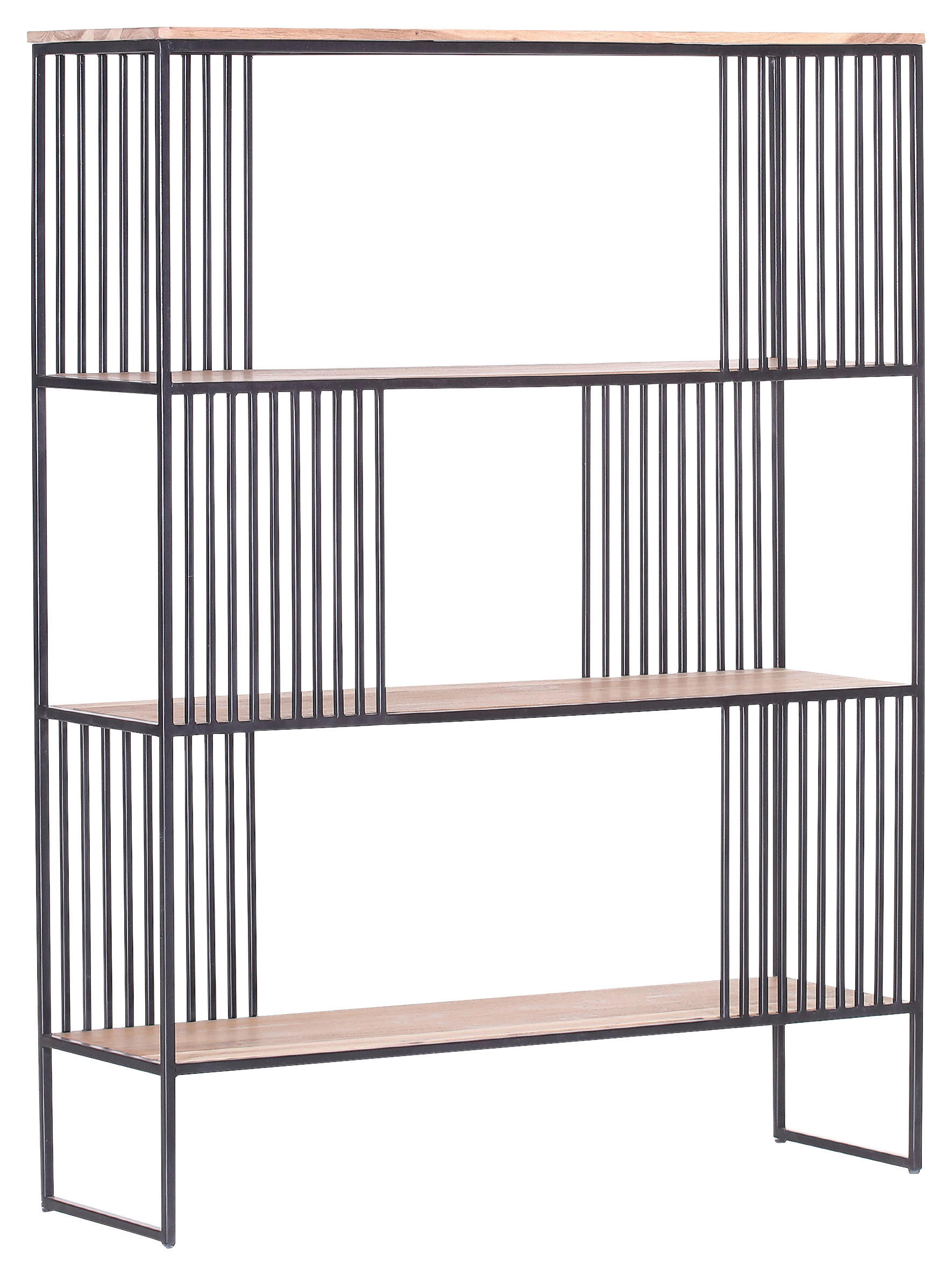 REGAL Schwarz, Akaziefarben  115/150/35 cm  - Schwarz/Akaziefarben, Trend, Holz/Metall (115/150/35cm) - Carryhome
