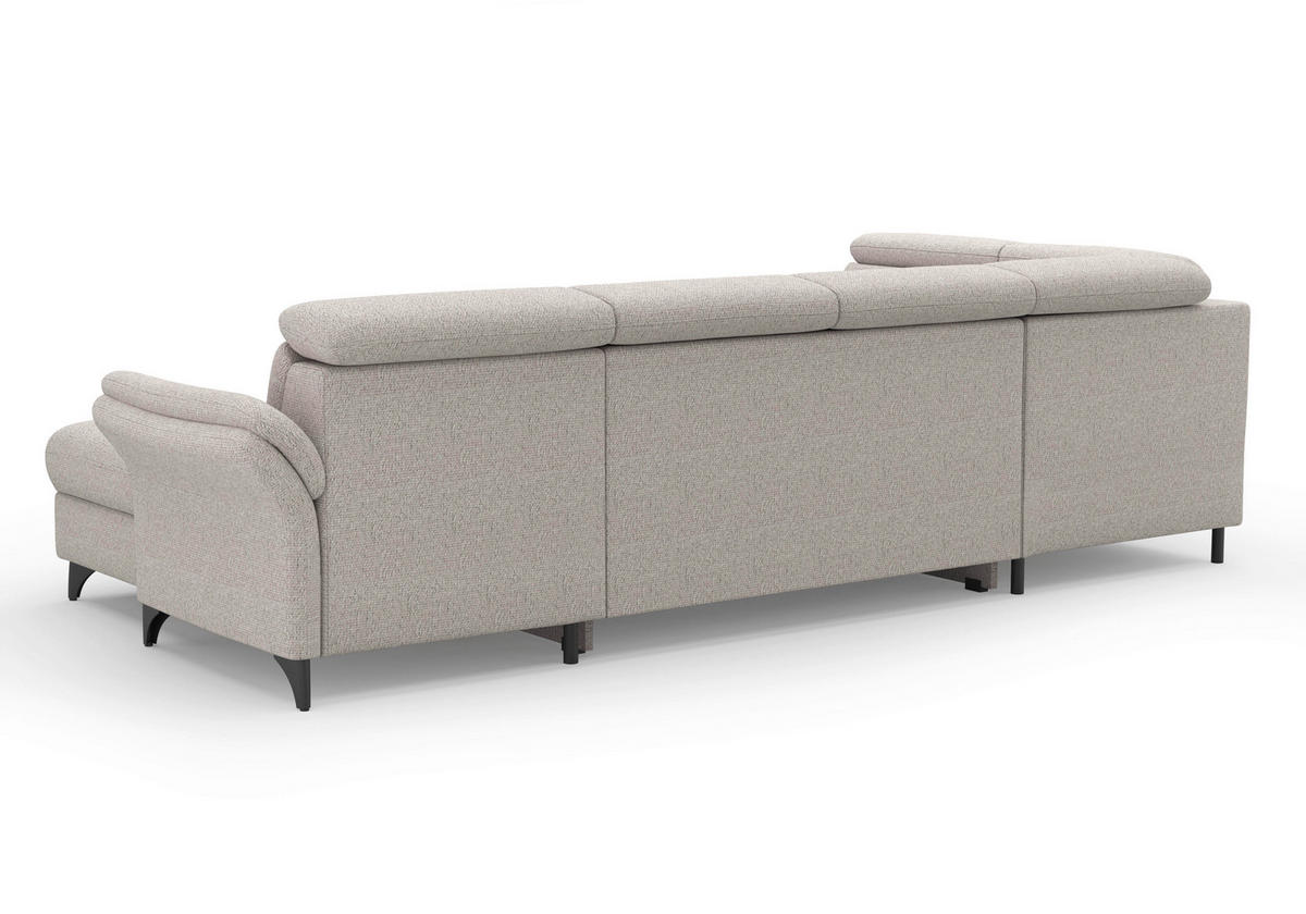 WOHNLANDSCHAFT GLENDALE E Silberfarben Chenille  - Silberfarben/Schwarz, KONVENTIONELL, Textil/Metall (193/321/166cm) - Sit & More