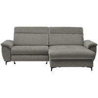 ECKSOFA in Chenille Graubraun  - Graubraun/Schwarz, Design, Textil/Metall (185/256cm) - Stylife