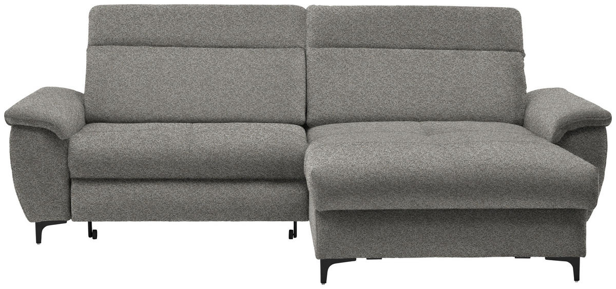 ECKSOFA in Chenille Graubraun  - Graubraun/Schwarz, Design, Textil/Metall (185/256cm) - Stylife