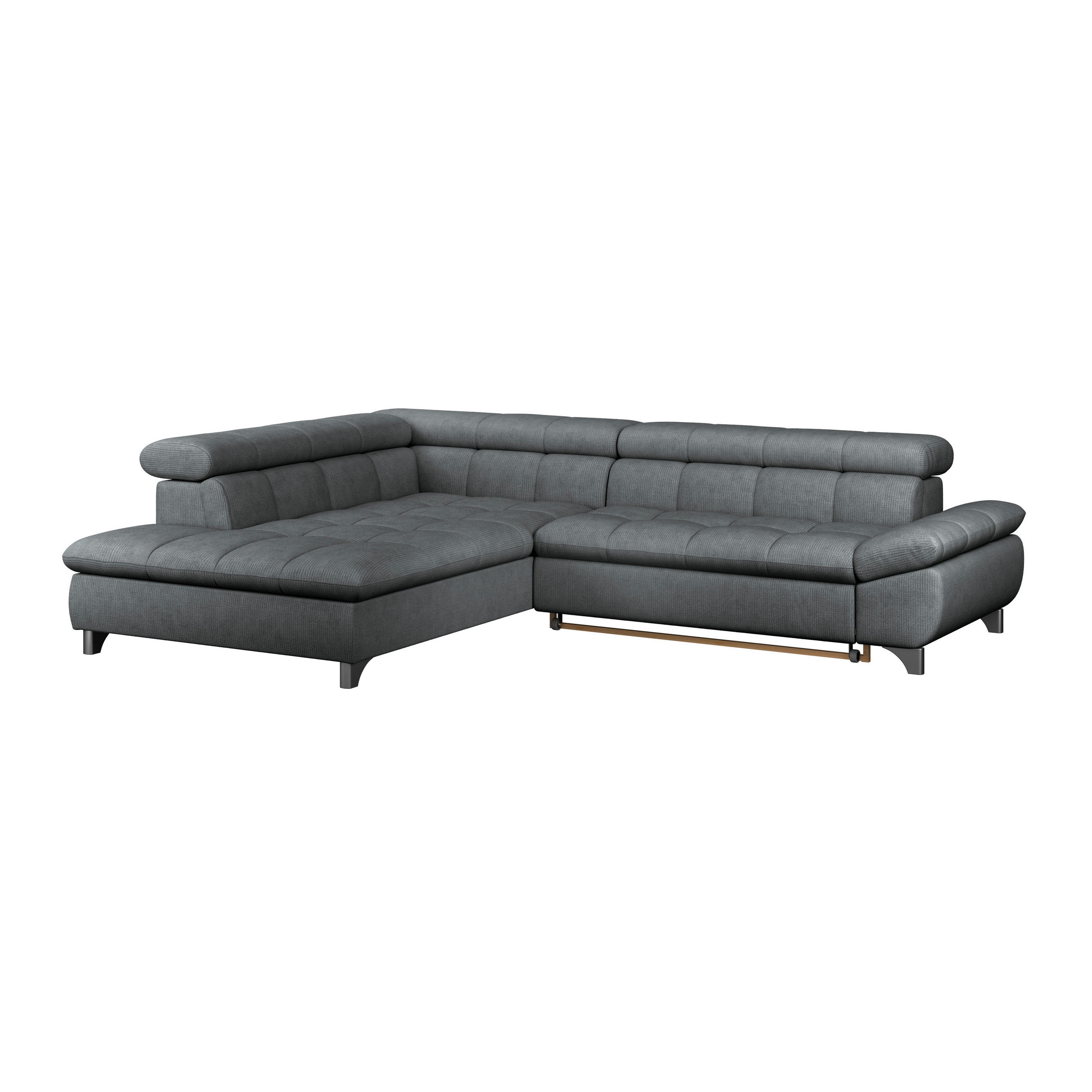 ECKSOFA Graphitfarben Chenille  - Chromfarben/Graphitfarben, KONVENTIONELL, Textil/Metall (234/312cm) - Livetastic